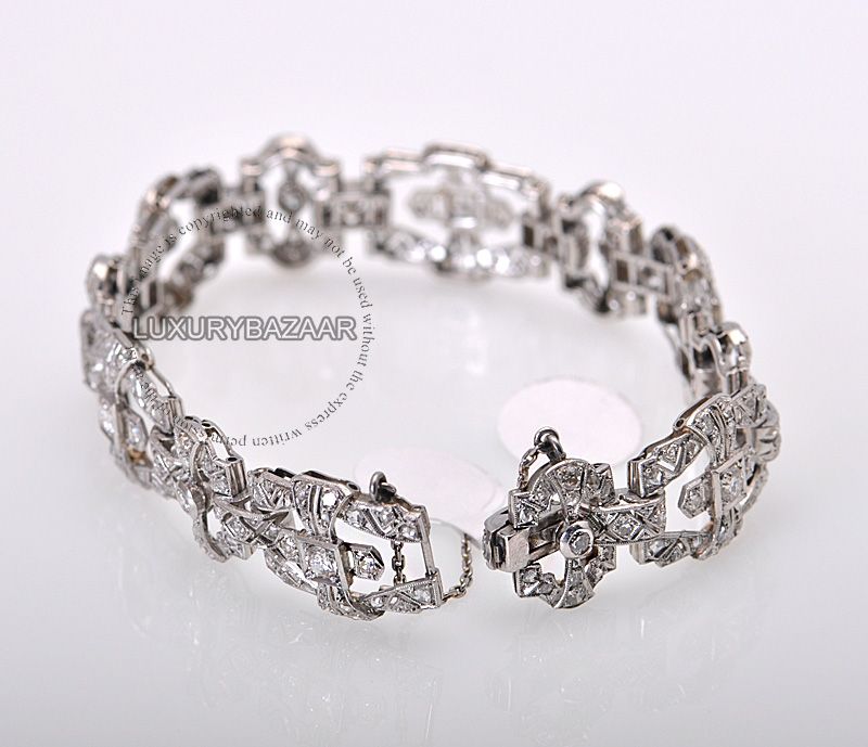 Estate Platinum Diamond 1940 Bracelet  