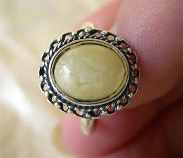 BALTIC WHITE, GREEN or HONEY AMBER & STERLING SILVER HANDMADE RING 