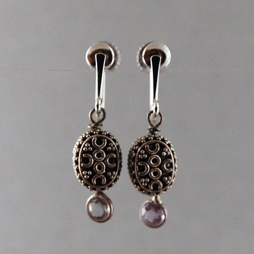 VINTAGE ATARA STERLING SILVER AMETHYST CLIP ON EARRINGS  