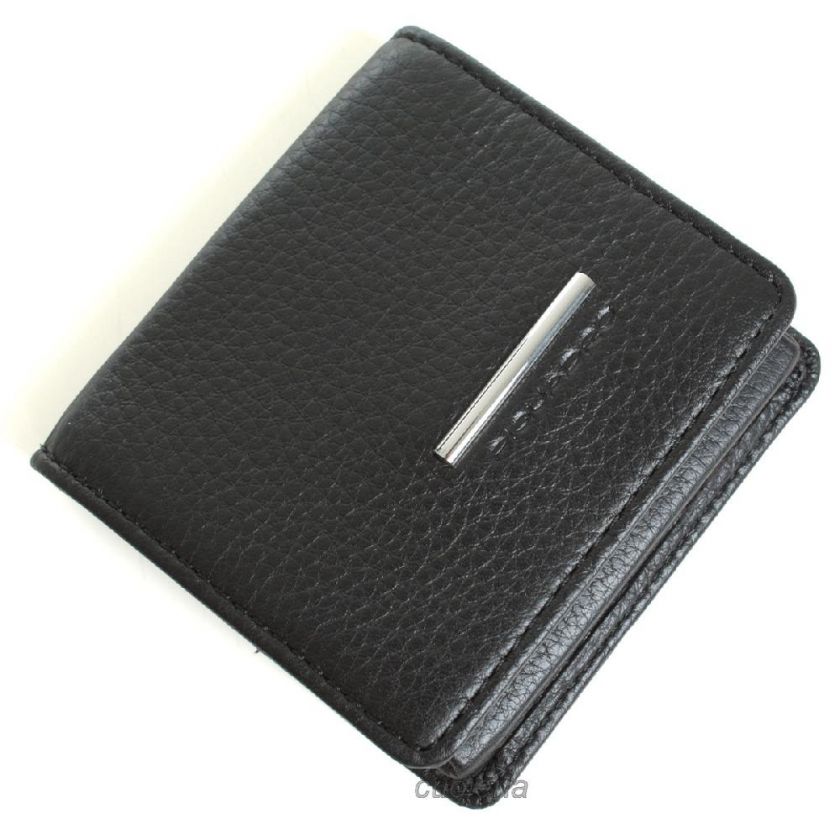 PIQUADRO Rigid Mens Coin Pouch Genuine Leather Black New Original 