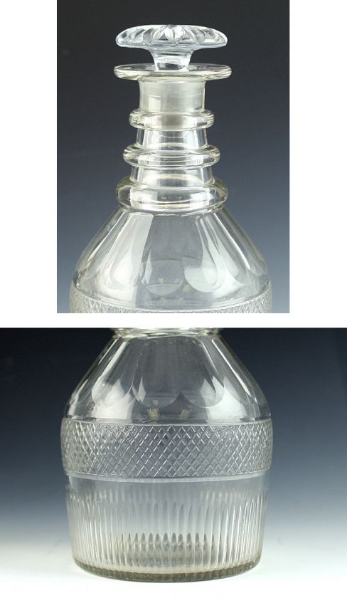 PAIR 18th CENTURY ENGLISH CUT GLASS LIQUOR DECANTERS  