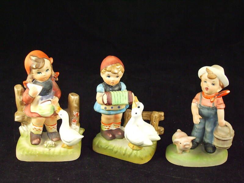 ERICK STAUFFER CHILDREN ANIMAL FIGURINE GOOSE PIG LOT  