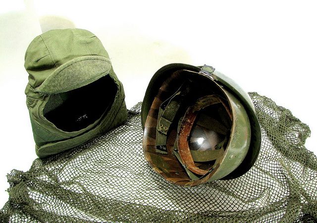 Korean War US M1 Helmet Insulating liner & Camo Net  