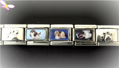 ITALIAN CHARM SHIH TZU DOG PUPPY LINK BRACELET  