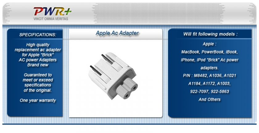 AC PLUG FOR APPLE MAC DUCKHEAD DUCK HEAD POWER ADAPTER  