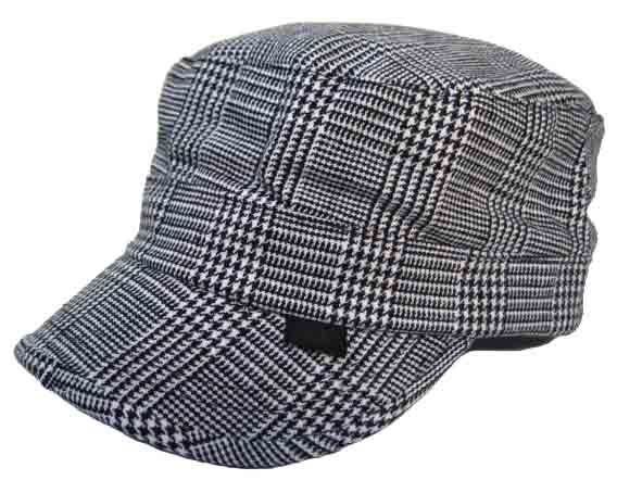 Cadet Military Fatigue Skater ARMY HAT Plaid Black  