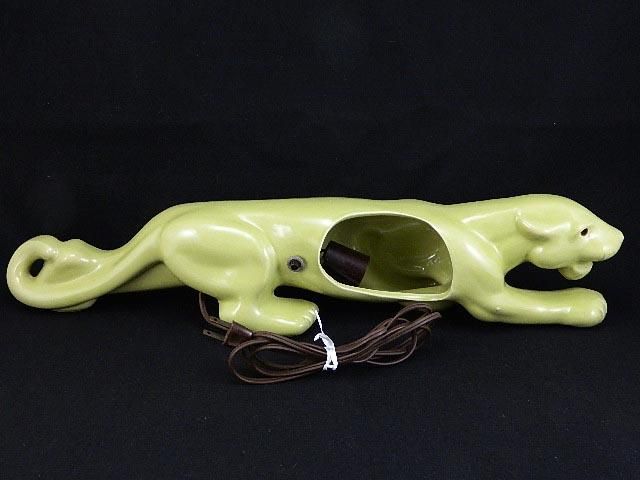 RARE Light GREEN Panther LEOPARD 1950s TV Lamp LIGHT Mid CENTURY 