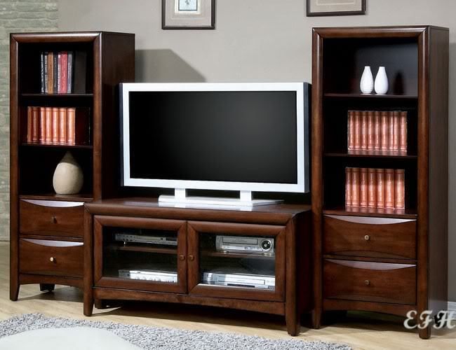 MODERN WALNUT ENTERTAINMENT CENTER TV STAND WALL UNIT  