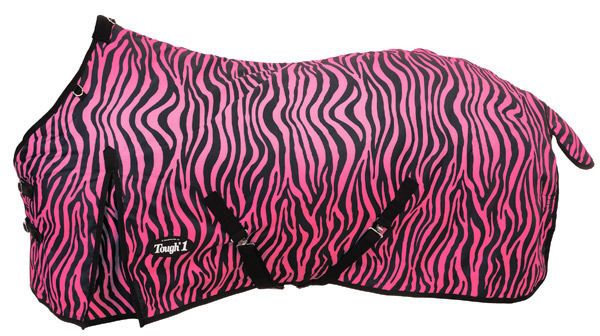 Tough 1 WinterTurnout Horse Blanket 1200 D Pink Zebra  