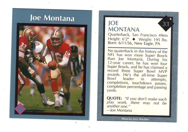 50) 1992 TUFF STUFF #33 Joe Montana SCARCE MINT++  