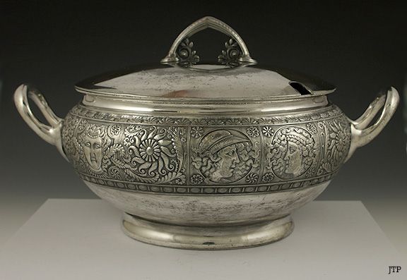 ROGERS & BROTHER ASSYRIAN HEAD PATTERN SILVER TUREEN  