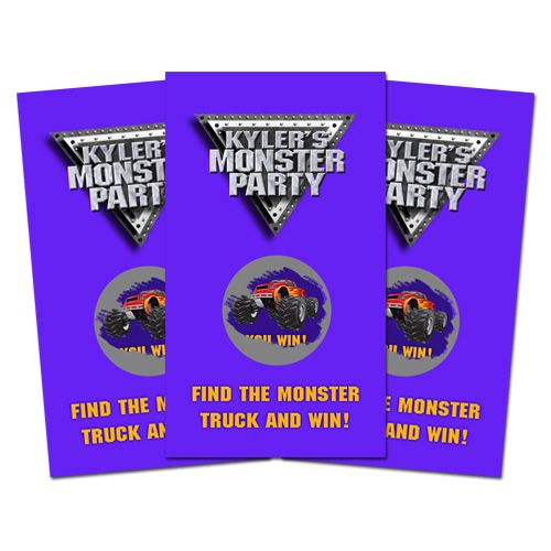 10 MONSTER TRUCK Birthday Party Favor SCRATCH OFF GAMES  