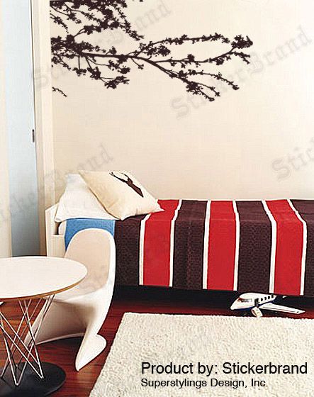 Vinyl Wall Decal Sticker Corner Tree Floral Branches  