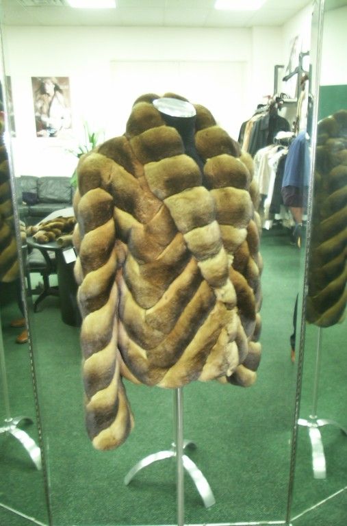 NEW WOMENS BROWN & BEIGE CHINCHILLA FUR COAT JACKET  