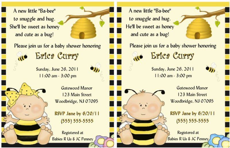 Bumble Bee Baby Shower Invitations  