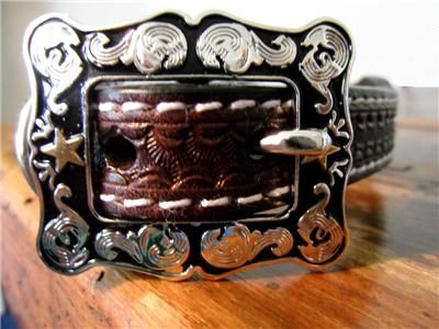 WESTERN STAR GENUINE LEATHER DOG COLLAR W/CONCHOS  