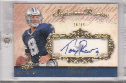 TONY ROMO 2008 UD PREMIER SIGNATURES AUTO AUTOGRAPH #ED 26/65 COWBOYS 