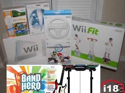 NEW NINTENDO WII+ WII FIT+MARIO KART+Band Hero Bundle 1  