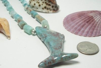 Larimar Fish Necklace in Silver.925 NICE PATTERN UNIQUE  