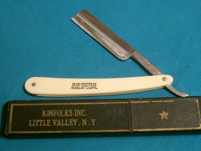   KINFOLKS BLUE STEEL SPECIAL STRAIGHT RAZOR KNIFE BARBERS KNIVES SHAVE