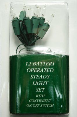 24 Battery Operated Christmas Lights Green Wire   Clear  