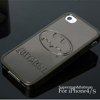 3D Luxury BATMAN LOGO AVENGER Metal Skin Hard Case Cover f iPhone 4S 4 