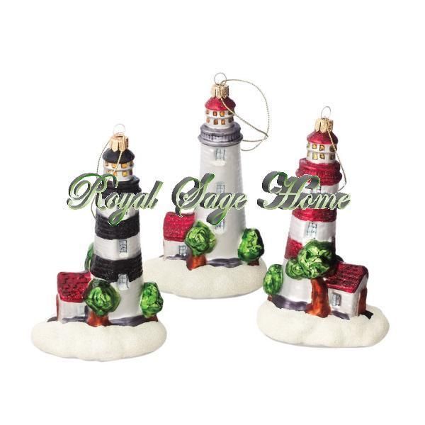 Ocean Sea Light House Beach Sand Glass Christmas Ornament  