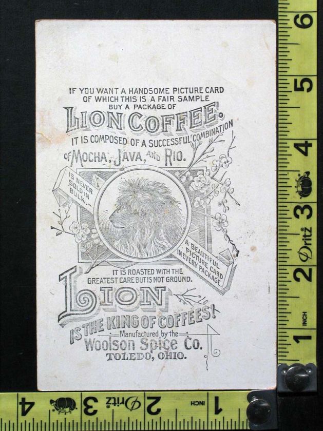 Vintage Victorian Trade Card Lion Coffee, King of Coffee, Toledo, Ohio 