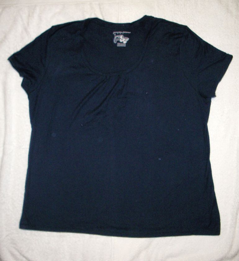 JMS Plus Jersey Gathered Scoop Neck Tee Navy 2X NEW  