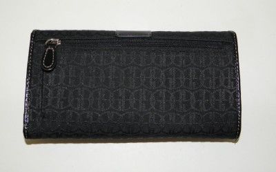 GIANI BERNINI BLACK NYLON SIGNATURE LEATHER TRIM CHECKBOOK CLUTCH 