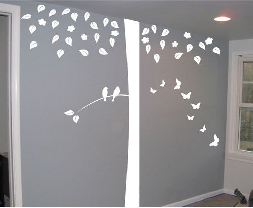 FT BIG TREE BIRDS AND BUTTERFLIES MURAL WALL DECAL  