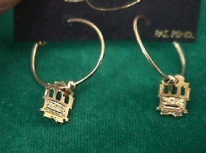 HARRY MASON Hoop Trolley Car EARRINGS on Org Card  