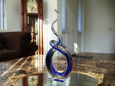 Lg Murano Art Glass Freeform Swirl & Tie Twist Figurine  
