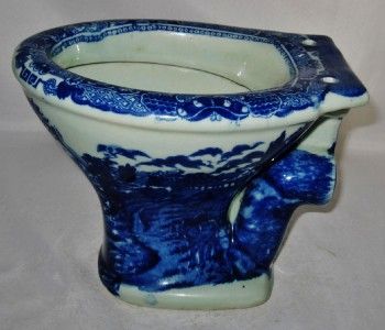   Ironstone Flow Blue Toilet Shaped Pot, Commode, 6 3/4 Tall  