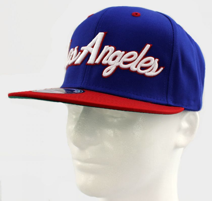   FLAT VISOR SNAP BACK HAT LA LOS ANGELES ROYAL BLUE/RED WHITE  