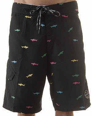 NEW MAUI AND SONS BOARDSHORTS SIGNATURE SHARK BLK LOGO  