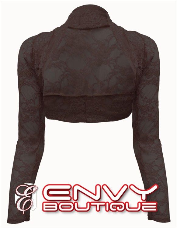 WOMENS LONG SLEEVE LACE BOLERO SHRUG TOP ONE SIZE 8 12  