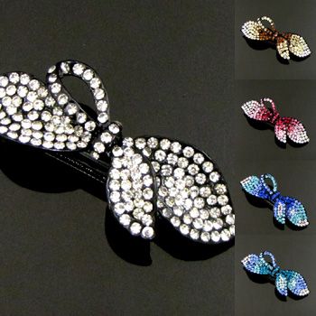   , 1 rhinestone crystal bow tie hair barrette clip  