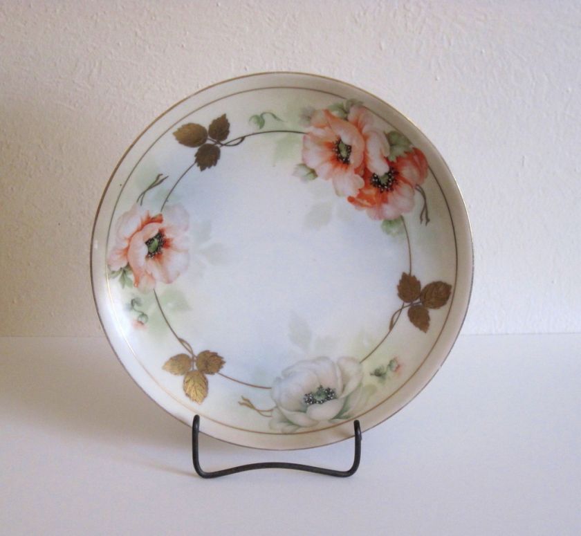 Prov Sxe E S Germany Prussia Hand Painted Poppies Plate  