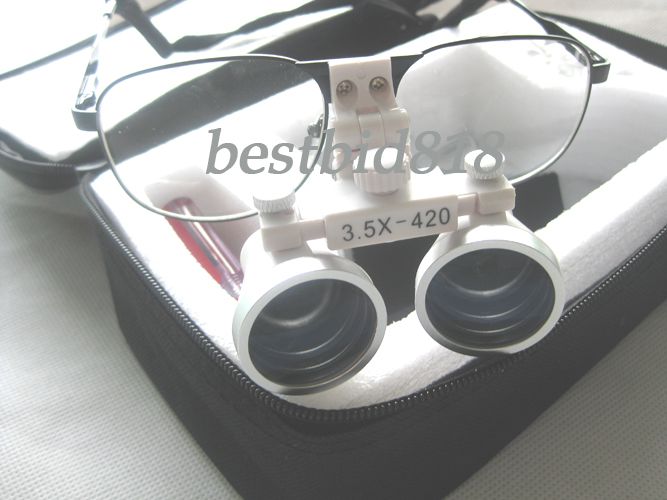 5X 420mm)Dental Surgical Binocular Loupes+LED Head Light lamp 