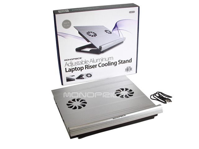 Adjustable Aluminum Laptop Riser Cooling Stand w/ Buil  