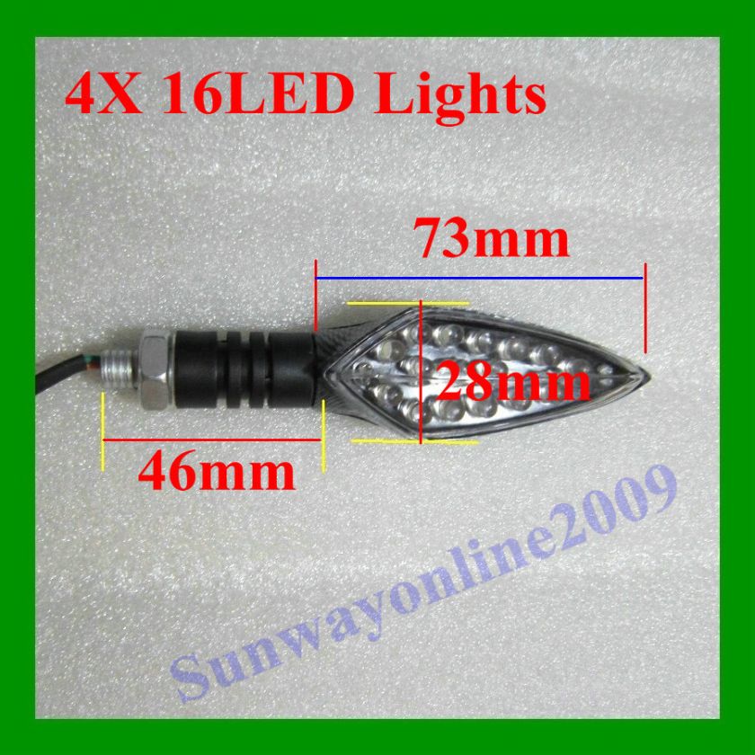 4XUniversal 16LED Motorcycle Motorbike Turn Signal Lights Indicators 