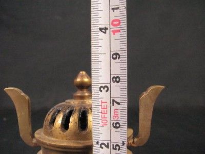   VINTAGE BRASS INCENSE BURNER KORO CHINESE BUDDHIST THEME  