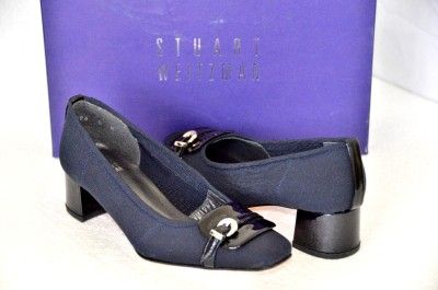 STUART WEITZMAN Navy Blue Black Leather Shoes Pumps 5 M  