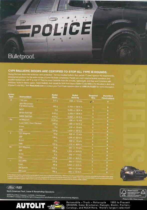 2010 Police Car CVPI Bulletproof Door Brochure  