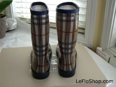 Burberry Womens Haymarket Nova Check Rain Boots size 38  