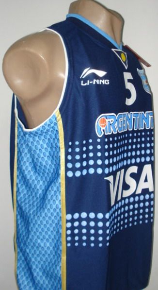   LI NING ARGENTINA BASKETBALL AWAY JERSEY GINOBILI #5 ALL SIZES  