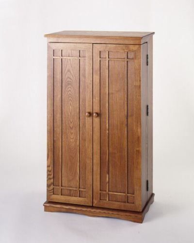 612 CDs Mission Style Solid Oak Storage Cabinet/Rack D  