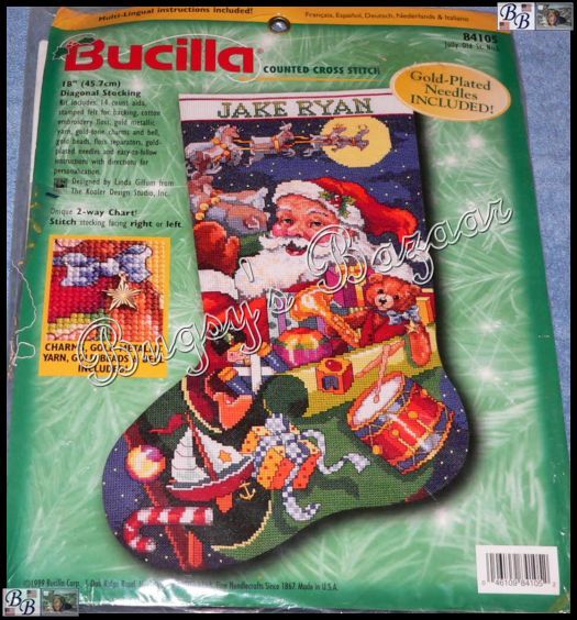 Bucilla JOLLY OLD ST. NICK STOCKING Santa Counted Cross Stitch 