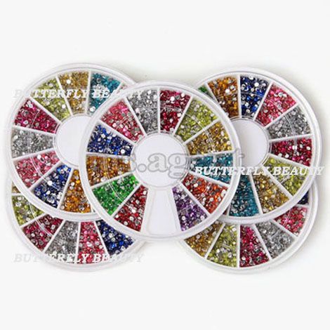 5x 1800 Nail Art Rinestone Glitter Round 1.5 Wheel C325  